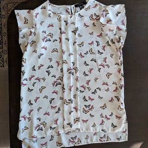 White butterfly blouse size 4